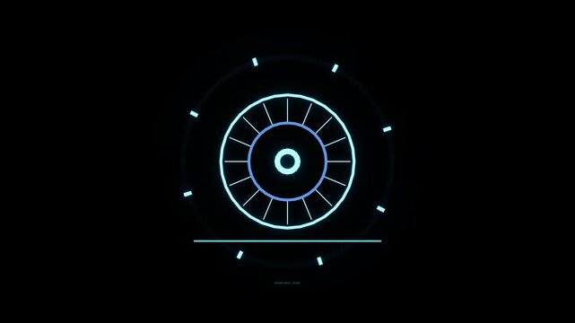Premium 3D biometric authentication device floating perfectly centered against a dark studio background, featuring a machined circular housing, recessed optical glass, a clean biometric recognition pa