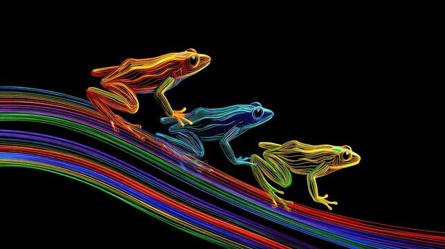 Leap frog with colorful motion trail