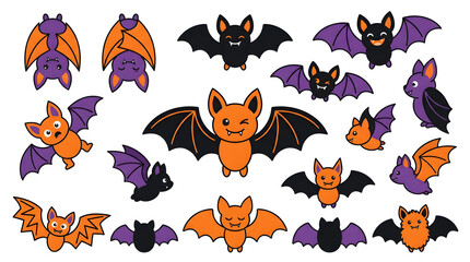 Obraz premium Colorful flying bats in a group