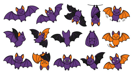 Obraz premium Colorful bats flying in a group