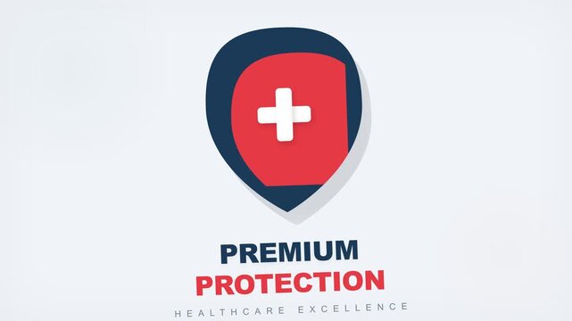 Modern medical logo design featuring a shield and cross symbol for healthcare services.