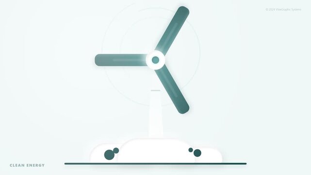 Minimalist vector illustration of a wind turbine representing clean and sustainable energy production.