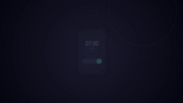 Minimalist digital alarm clock interface with dark background