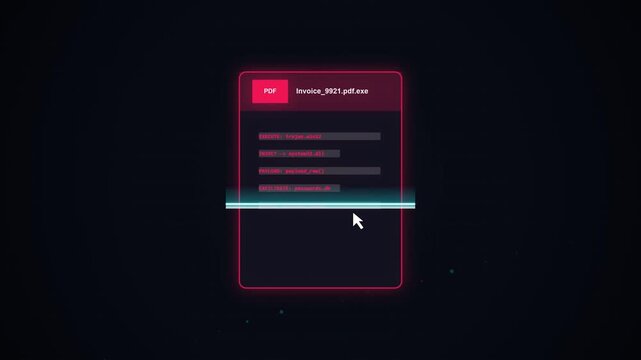 Animation of an X-Ray security scanner detecting Trojan malware code inside an email PDF attachment and quarantining the file. Great for email safety and cybersecurity training.