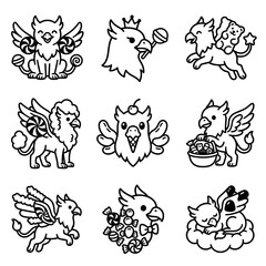 Obraz premium Cute Griffin Illustrations: Sweet & Whimsical Cartoon Characters
