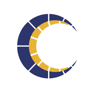 Abstract crescent moon shape with segments