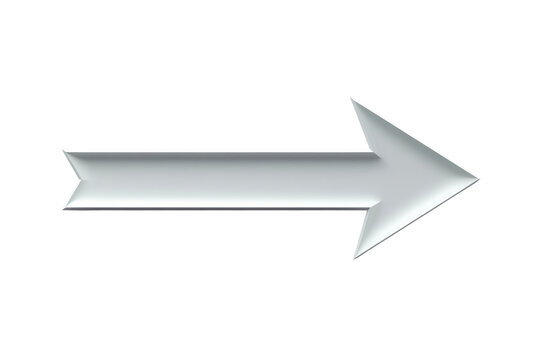 Long silver right arrow with narrow tapered tail as a clean transparent cutout