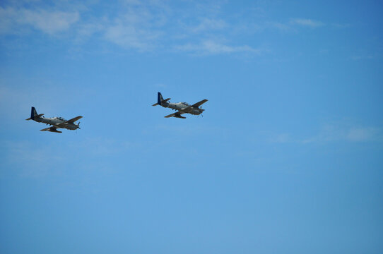 Two Embraer A-29B Super Tucano light attack and training aircraft in flight