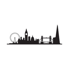 Fototapeta premium London skyline silhouette against a white background depicts iconic landmarks
