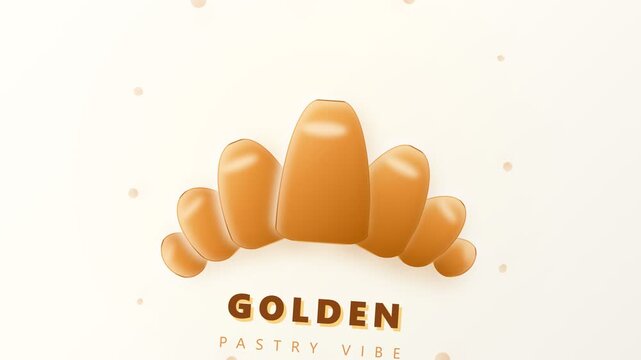 Minimalist 3D illustration of a golden croissant with modern typography on a light background.