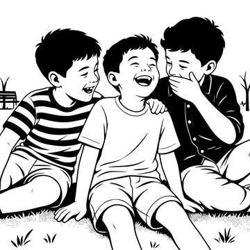 Three Boys Laughing Together on the Ground 4