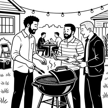 Three Men Enjoying a Barbecue Gathering 2