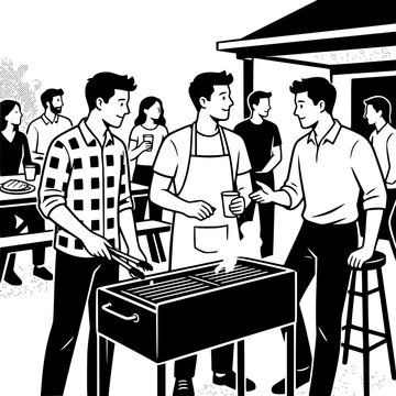 Three Men Enjoying a Barbecue Gathering 3