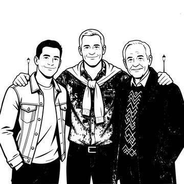 Three Men with Arms Around Each Other's Shoulders 4