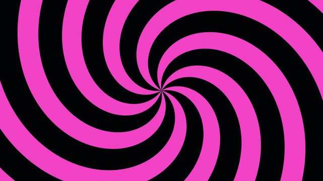 A mesmerizing animation of an orchid and black spiral. The bands rotate continuously to create a dizzying effect. Perfect for transitions, screensavers, or psychedelic art projects in 4K resolution.