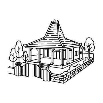 Javanese Traditional House Yogyakarta Icon Vector Art  artwork