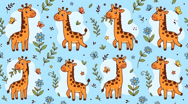 Cute giraffes pattern background design