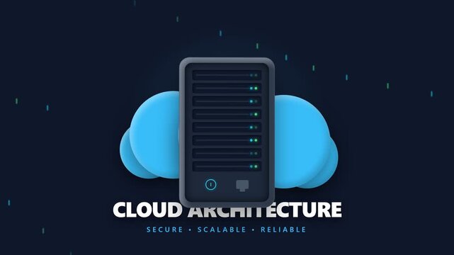 3D illustration of a server rack icon representing cloud architecture and secure digital infrastructure.