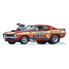 Fototapeta premium Vintage Red Hot Rod Muscle Car 