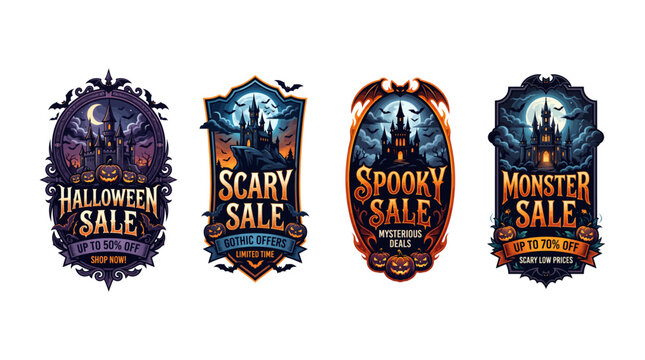 Set of Halloween Sale Badges and Labels