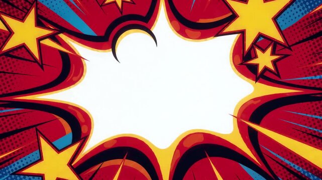 Comic Book Explosion Graphic with Stars and Copy Space for Text Overlay