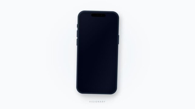 Modern black smartphone mockup isolated on a clean white background.
