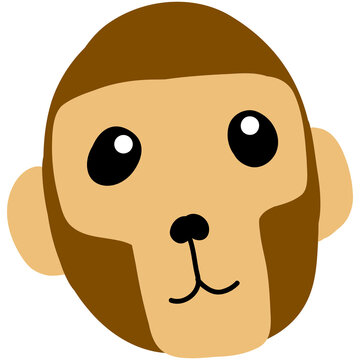 Cute Brown Monkey Face Cartoon Animal Illustration