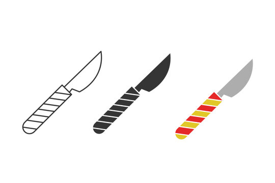 Classic Kitchen Chef Knife Cooking Hardware Cutlery Icon Set