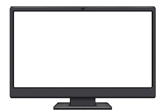 Pixel art illustration of a retro desktop computer monitor with a blank black screen, featuring a dark gray frame and classic pixelated design. Suitable for video game interfaces, retro gaming, comput