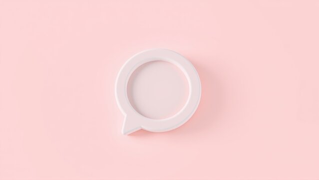 Pale pink speech bubble shape. Minimalist design, clean lines, soft color palette. Simple studio shot, flat lay presentation.