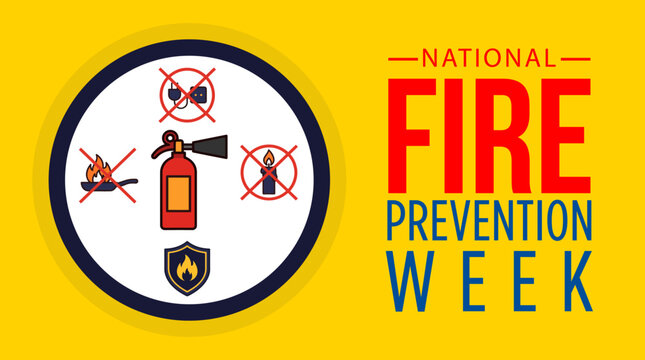 National Fire Prevention Week Banner Vector Graphic