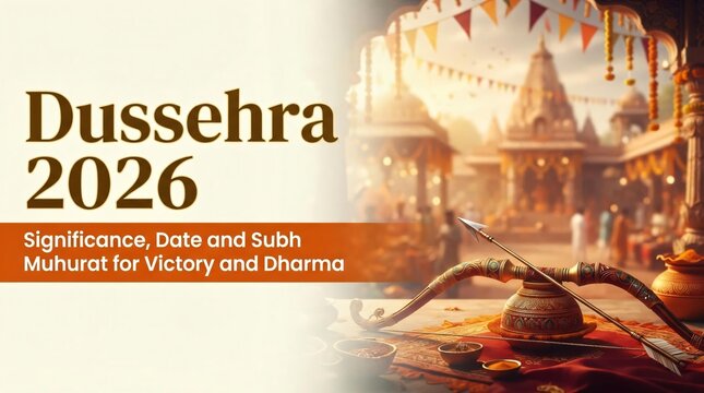Dussehra 2026 Festival Celebration with Traditional Indian Decorations and Festive Background