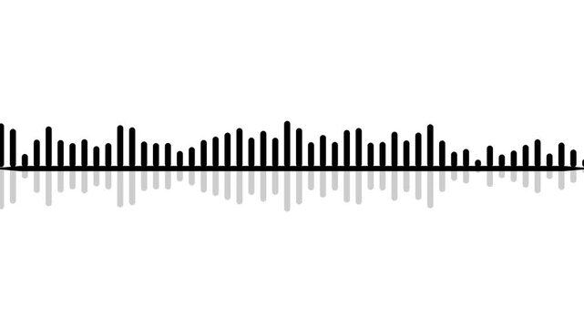 Dynamic black audio visualizer Music sound wave animation, futuristic music equalizer, music waveform signal, digital audio meter display overlay on alpha channel transparent background. 4K