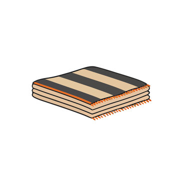 Folded striped blanket with fringe