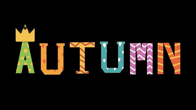 Colorful Patterned Autumn Season Typography Motion Graphic Loop