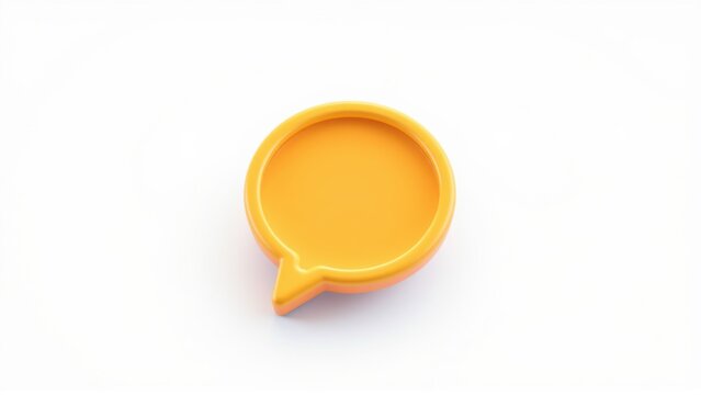 Orange speech bubble object isolated. Smooth plastic texture, simple design, studio lighting. Minimalist presentation, clean background.