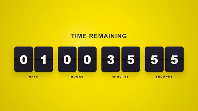 Animated Yellow Flip Scoreboard Countdown Timer Video Overlay