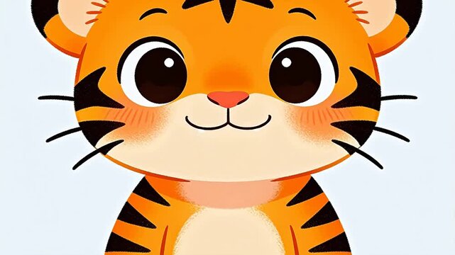 Orange cartoon tiger face on white background