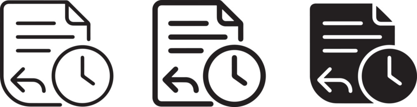 Document History Icons, Time Stamp & Revision Record Vector Set, Archive and Audit Trail Graphics