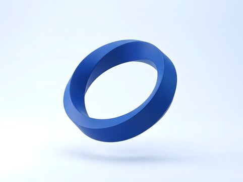 Abstract blue mobius strip ring isolated on white background