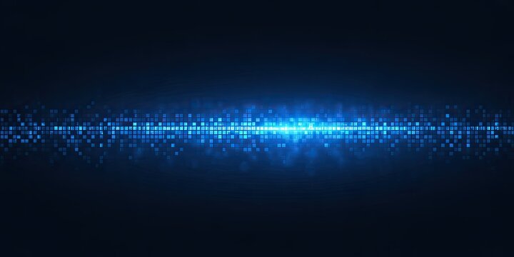 Abstract blue digital sound wave equalizer on a dark background.