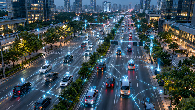 Connected vehicles with intelligent traffic network visualization