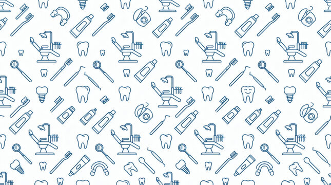 Dental Icons Seamless Pattern for Stomatology Clinic Branding