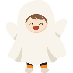 Fototapeta premium Ghost Costume Cute Halloween Illustration