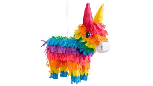 Colorful donkey pinata isolated on white background