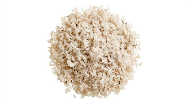 Pile of moldy cooked rice isolated on white background