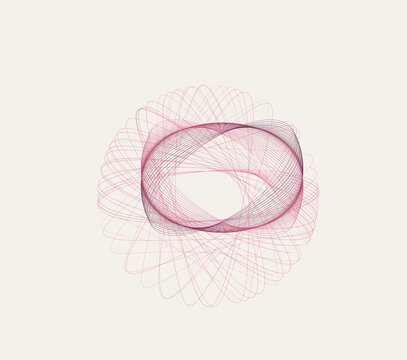 Minimalist spirograph geometric art, pink guilloche line pattern on cream background, abstract mathematical symmetry design for elegant branding