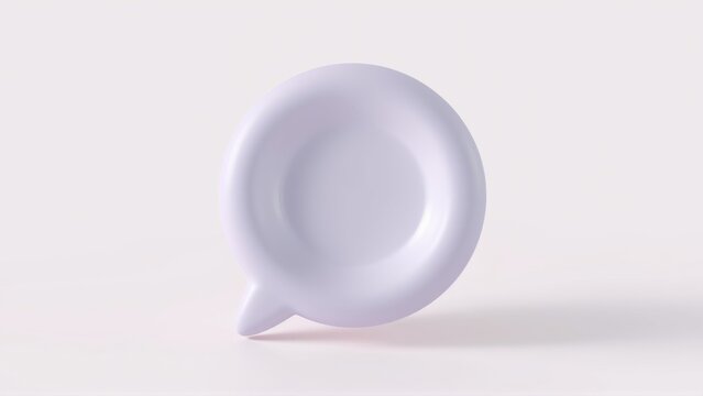 Pale lilac speech bubble object. Minimalist design, smooth surface, studio lighting. Clean background creates soft aesthetic.
