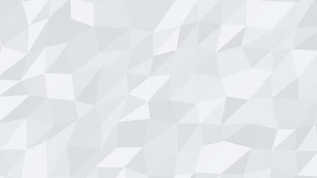 Smooth panning animation of a faceted low-poly pattern in shades of white and grey. A minimalistic 3D geometric texture ideal for tech presentations or modern web designs.