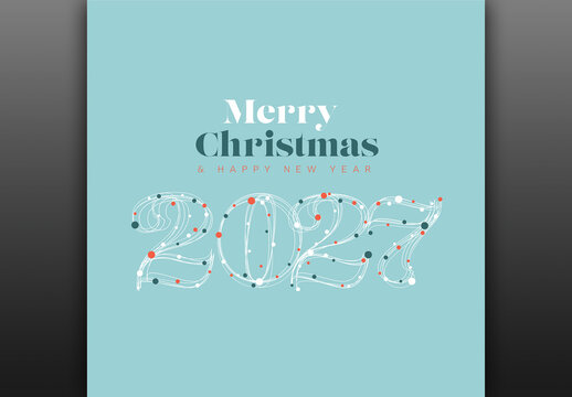 Merry Christmas and Happy New Year 2027 Editable Greeting Card Design